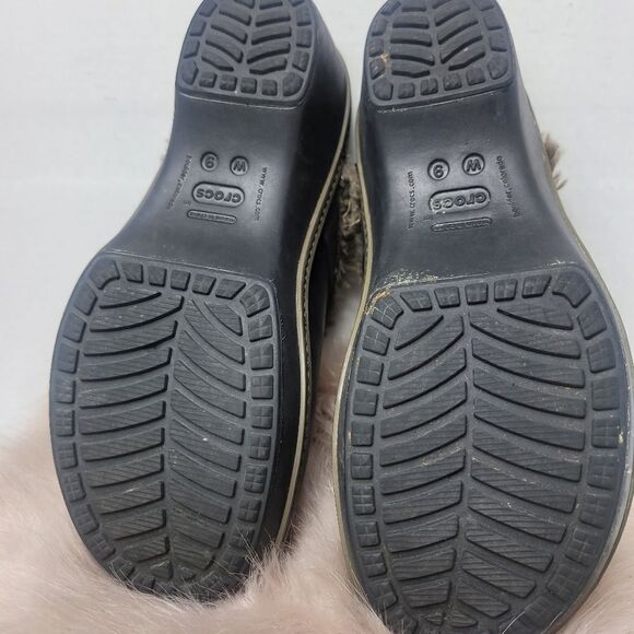 Crocs Cobbler Eva Fur Lined Clog Mule Heels Split Toe Black Women’s 8 - Picture 10 of 10